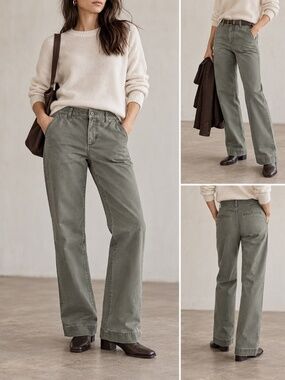 Gap Straight Fit Olive Gray Green Cotton Chino Pants Size 4